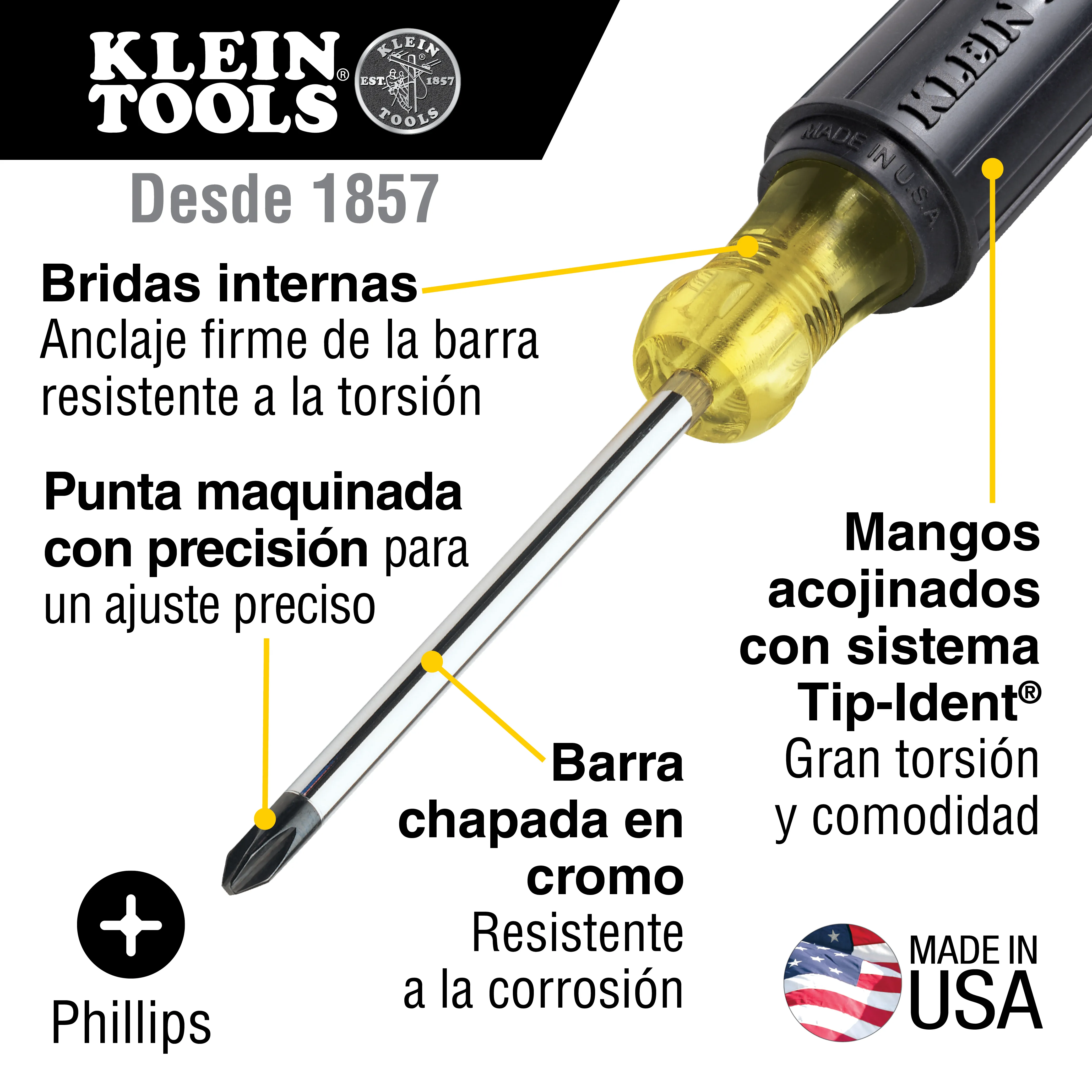 Juego de desarmadores de 2 piezas; uno de punta cabinet de 0,5 cm y otro de punta Phillips n.º 2 con mango acojinado
